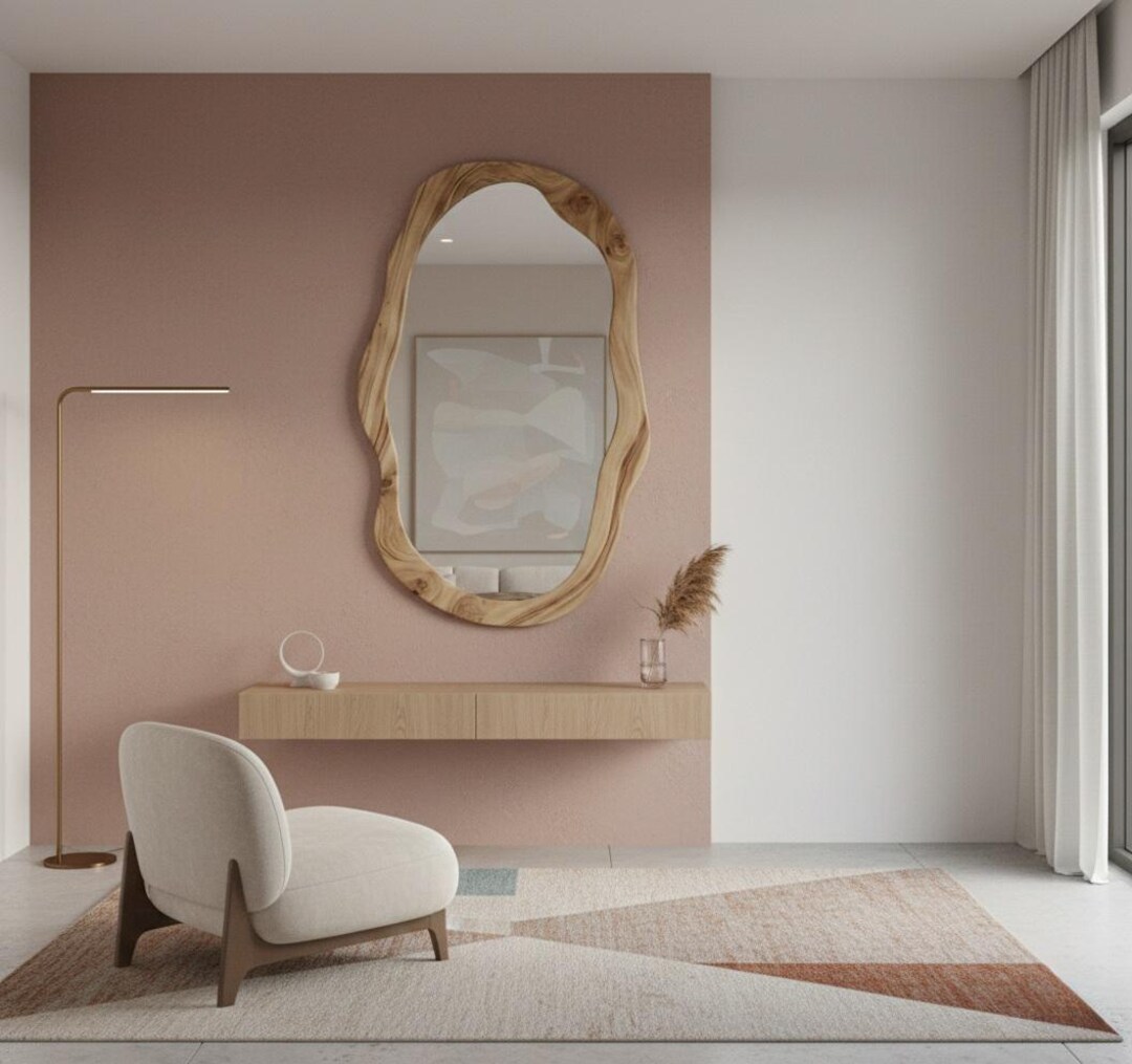 Irregular Organic Shaped Mirror for Entryway, Large Live Edge Wooden ...