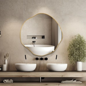 Asymetric Circular Mirror, Round Wall Mirror, Irregular Mirror, Circular Wall Mirror, image 4