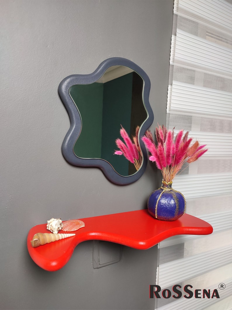 Unique Shelf and Wavy Mirror Daisy Shelf Wall Shelves Etsy