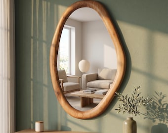 Asymmetrical Wood Frame Scandinavian Decor Natural Entryway Statement Piece