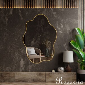 Gold Frame Wall Mirror, Wavy Mirror, Interior Design, White Mirror