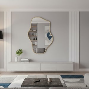 Espejo de pared asimétrico con decoración abstracta ondulada imagen 10