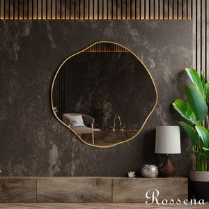 Asymetric Circular Mirror, Round Wall Mirror, Irregular Mirror, Circular Wall Mirror, image 9