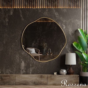 Asymetric Circular Mirror, Round Wall Mirror, Irregular Mirror, Circular Wall Mirror, image 9