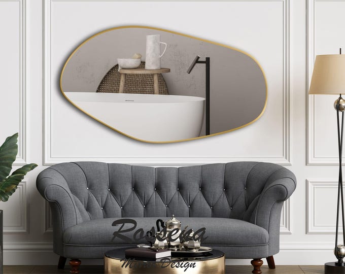 Featured listing image: Aesthetic Bathroom Mirror, Irregular Mirror, Pond Mirror, Modern Home Mirror,