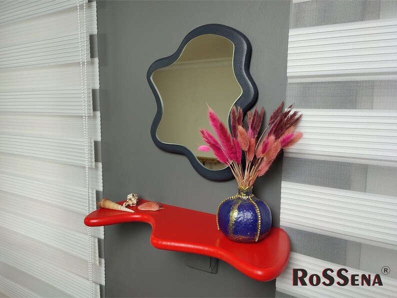 Unique Shelf and Wavy Mirror Daisy Shelf Wall Shelves Etsy