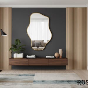 Espejo de pared asimétrico con decoración abstracta ondulada imagen 11
