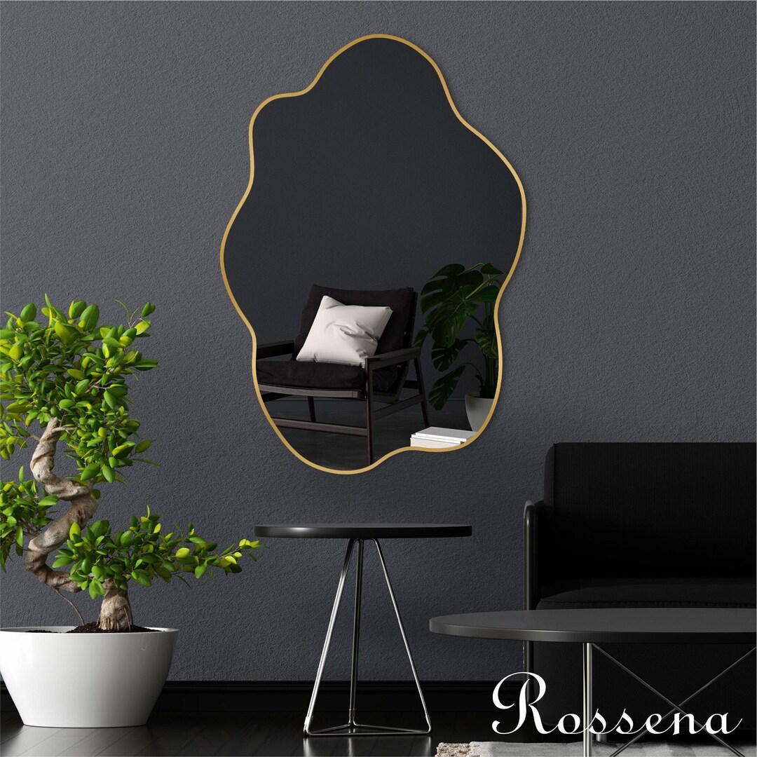Living Room Large Wall Mirror Decor, Large Wavy Mirror, Large Irregular ...