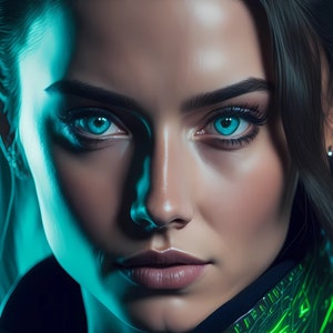 Futuristic Holographic Girl - High-Quality Digital Art