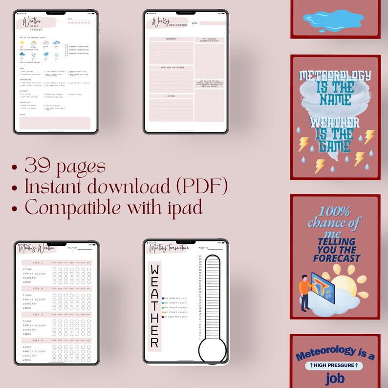Monthly Weather Tracker: Digital Meteorology Log & Planner (PDF) - Etsy