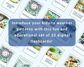 Weather Flashcards: Illustrated Learning Cards for Kids (Digital Download)