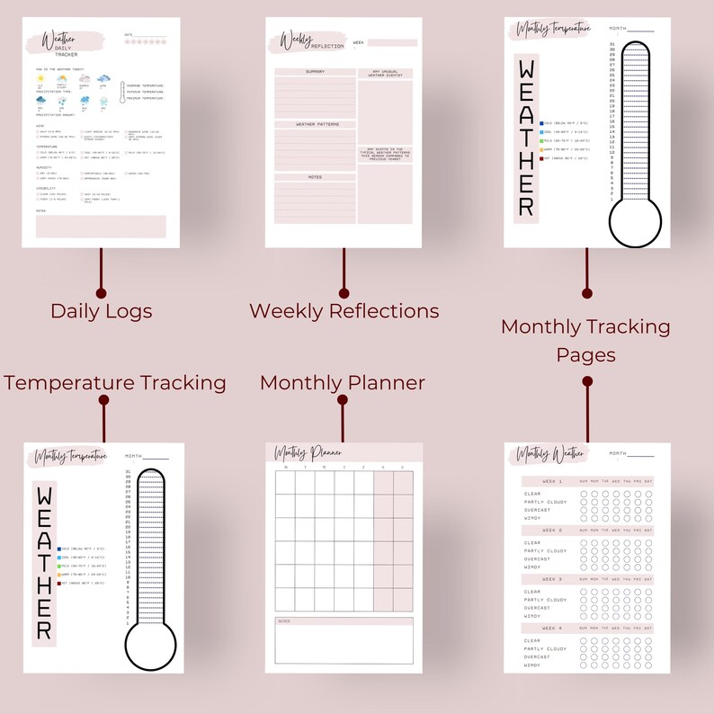 Monthly Weather Tracker: Digital Meteorology Log & Planner (PDF) - Etsy