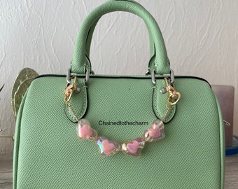 cute heart/heart bag chain/bag chain pink gold