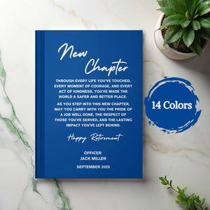 Cadeau de retraite d'un policier, journal nouveau chapitre, cadeau de retraite pour femme, carnet d'appréciation d'un collègue, livre d'or de retraite de la police