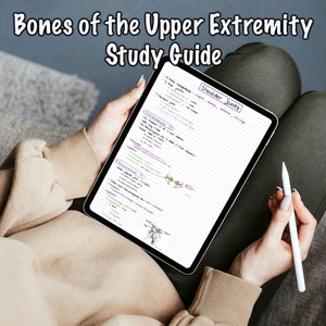 Upper Extremity Bones and Joints, Study Guide, Guide Sheet, Cheat Sheet, Reference Guide | Digital Download