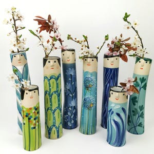 Vasi in ceramica per la famiglia primaverile • Vasi in ceramica per fiori secchi • Vasi in gres fatti a mano • Idea regalo per gli amanti del giardino • Arredamento per la casa in stile bohémien