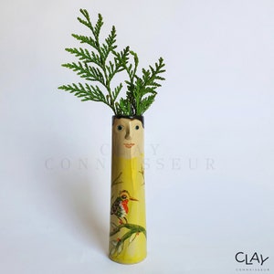 Sunny Family Ceramic Bud Vases Pottery Vases For Dried Flowers Handmade Stoneware Face Vases Garden Lover Gift Idea Boho Home Decor image 3