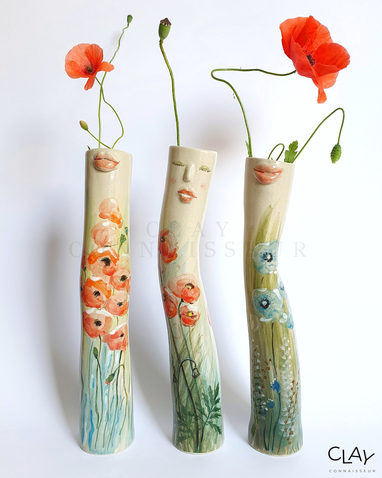 Ladies Family Ceramic Bud Vases • Pottery Vases for Dried Flowers ...