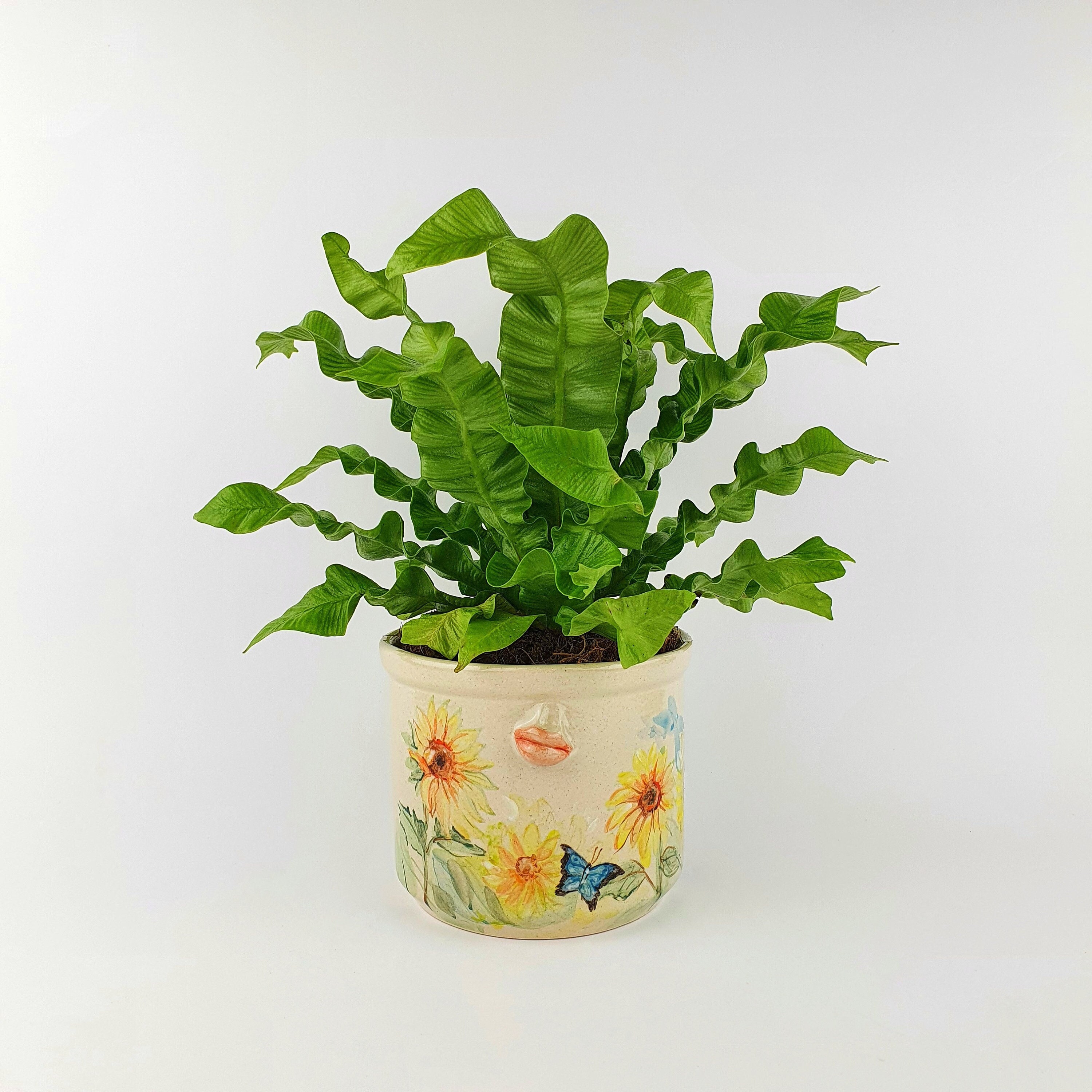 Handgemachter Keramikkopf Innentopf • Keramikgesicht Pflanzentopf • Steingut Sukkulenten Pflanzer • Weihnachtliche Wohnkultur • Outdoor Vase für Blumen