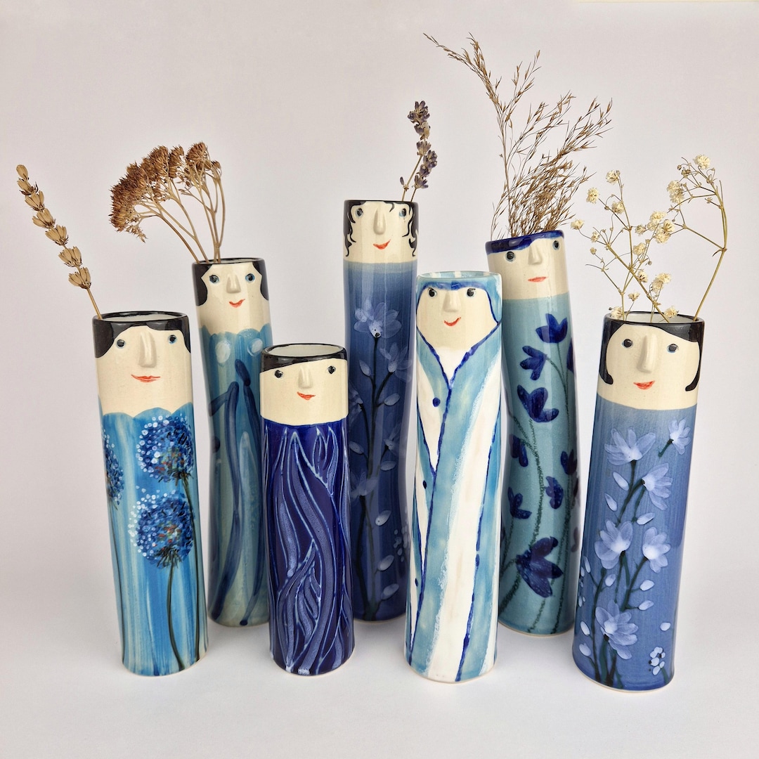 Winter Family Ceramic Bud Vases • Pottery Vases for Dried Flowers ...