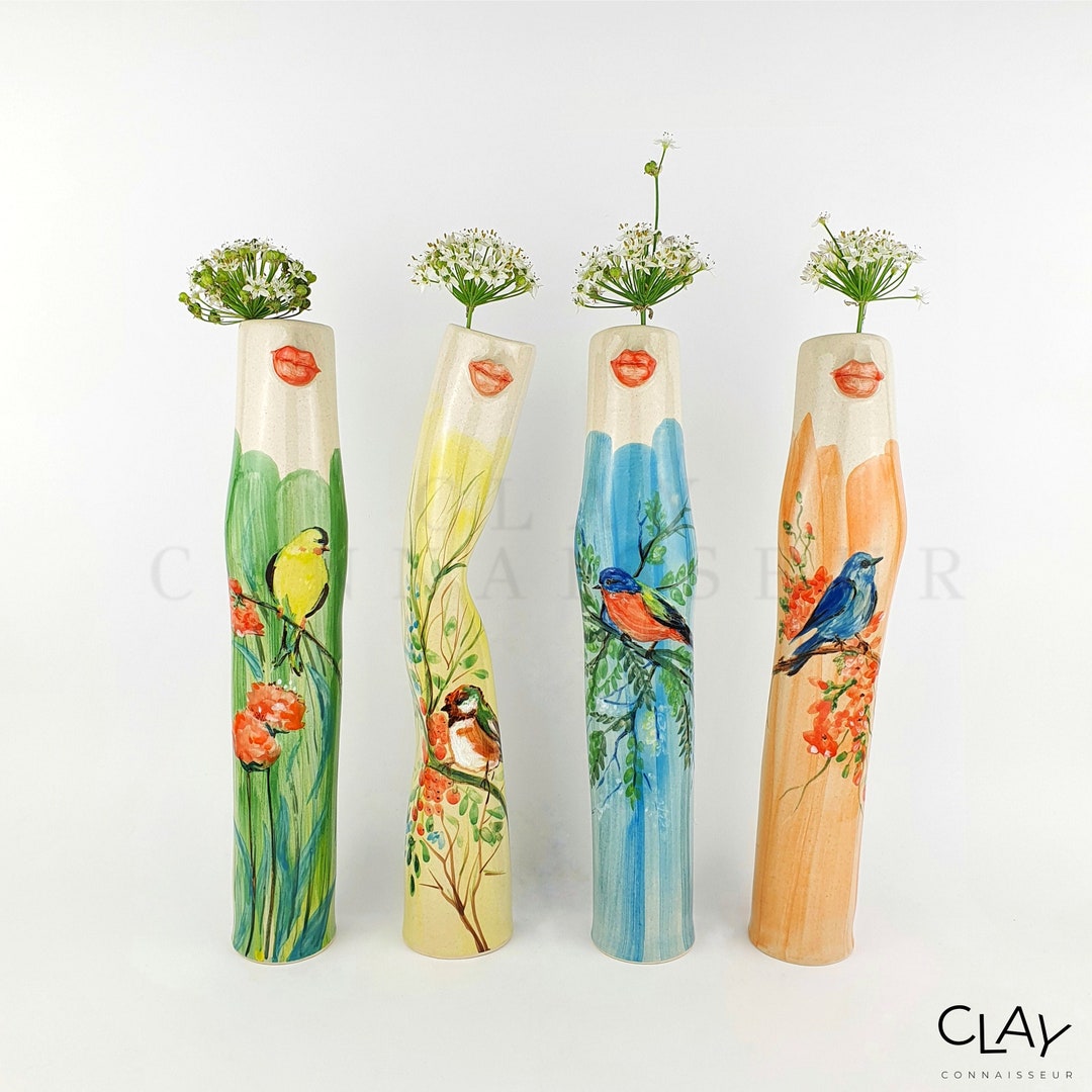 Ladies Family Ceramic Bud Vases • Pottery Vases for Dried Flowers ...