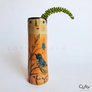 Sunny Family Ceramic Bud Vases Pottery Vases For Dried Flowers Handmade Stoneware Face Vases Garden Lover Gift Idea Boho Home Decor image 7