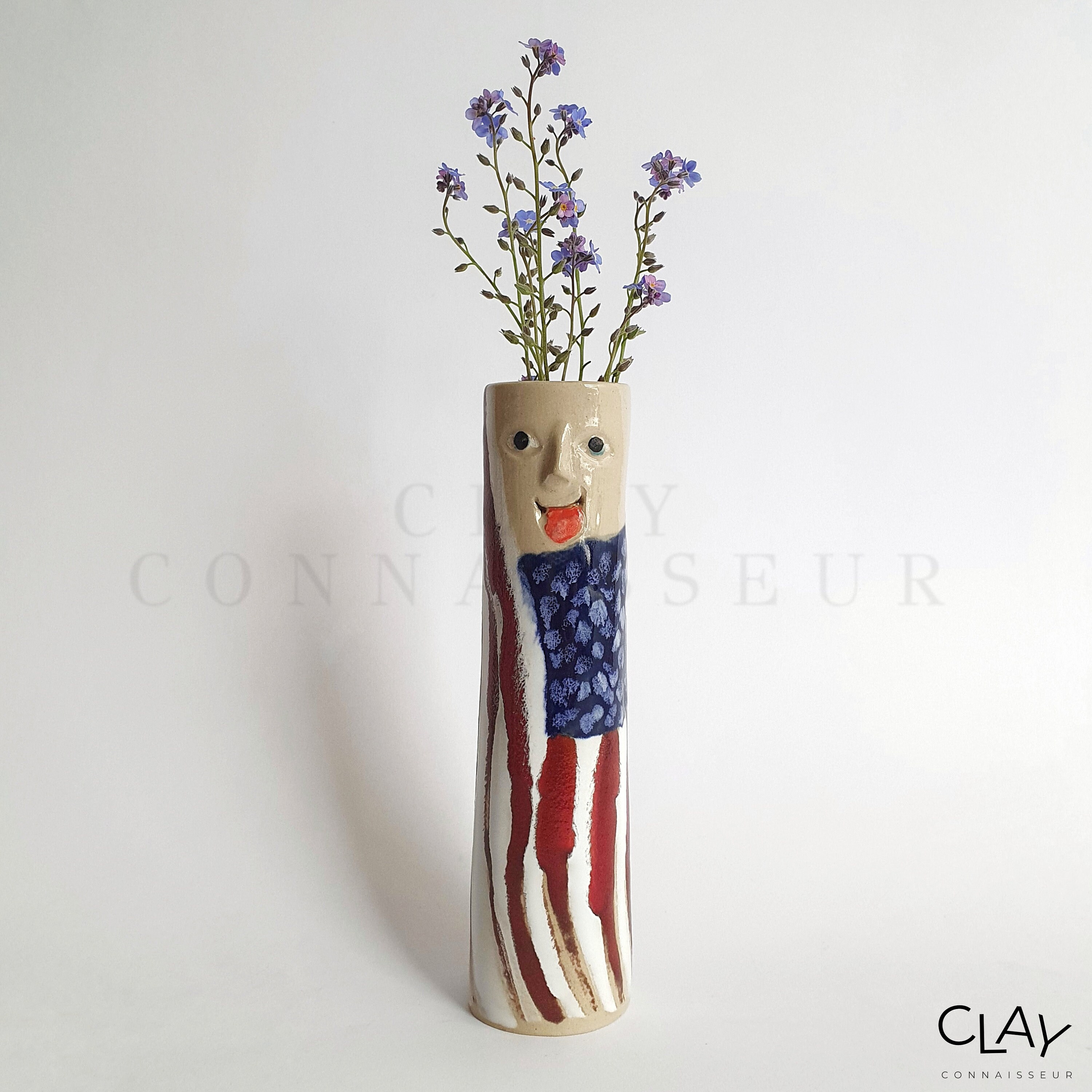 7月4日の陶器の花瓶 • ドライフラワー用の陶器の花瓶 • 手作りの