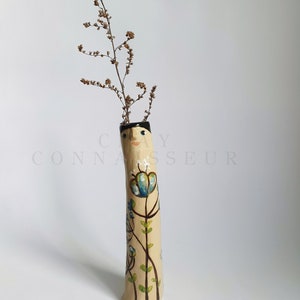 Sunny Family Ceramic Bud Vases Pottery Vases For Dried Flowers Handmade Stoneware Face Vases Garden Lover Gift Idea Boho Home Decor image 5