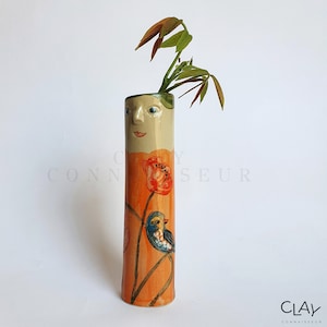 Sunny Family Ceramic Bud Vases Pottery Vases For Dried Flowers Handmade Stoneware Face Vases Garden Lover Gift Idea Boho Home Decor image 2