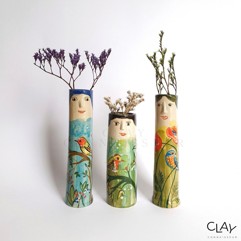 Nature Family Ceramic Bud Vases • Pottery Vases for Dried Flowers ...