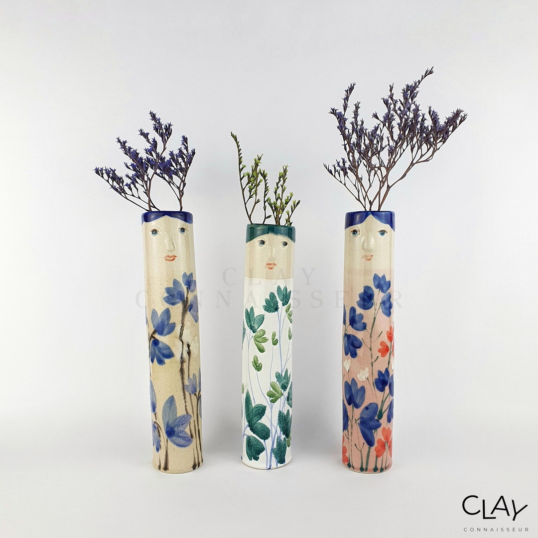 Floral Family Ceramic Bud Vases Pottery Vases for Dried Flowers