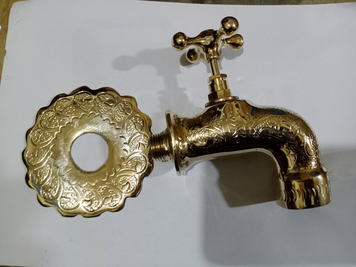 Handmade Moroccan Brass Faucet – Engraved Gold Bathroom Tap - Etsy