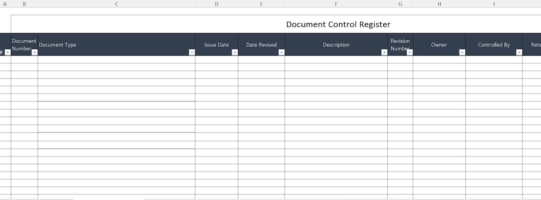 ISO Master Document Control Register Template | Document & Record Index ...