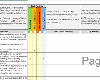 Lista de verificación de auditoría ISO integrada (9001, 14001, 45001)
