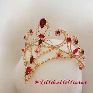 Tiara de ballet profesional, tiara Gamzatti, tiara de ballet Nikyia, tiara roja, tiara dorada, tiara La Bayadere