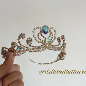 Ballet Tiara, +, earrings ready for shipping professional ballerina, Ballet Tiara Aurora, Medora Gold Tiara