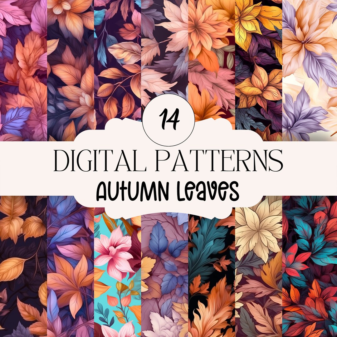 14 Autumn Leaves Seamless Patterns, Fall Fabric Design (digital ...