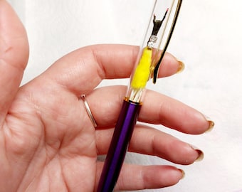 Taxidermy Rocker Mouse Ballpoint Pen Yellow & Black with Jewels. Black ink.