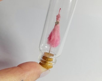 Pink Taxidermy Mouse Middle Finger: Jewel Detail, Glass Vial Display