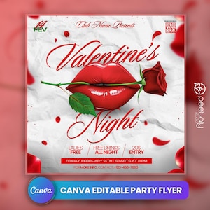 Flyer de fête de la Saint-Valentin, modèle de toile modifiable