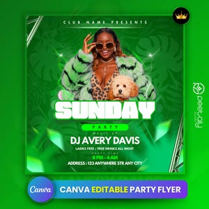 Editable Club Flyer Template For Canva, DIY Event Flyer, Party Flyer, Digital Birthday Flyer, DJ Party Invite for Social Media, Instagram