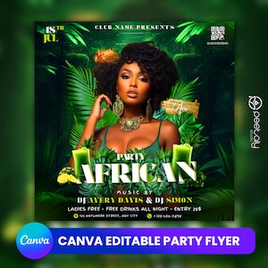 Editable Club Flyer Template For Canva, DIY Event Flyer, Party Flyer, Digital Birthday Flyer, DJ Party Invite for Social Media, Instagram
