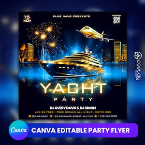 Bearbeitbare Club Flyer Vorlage für Canva, DIY Event Flyer, Party Flyer, Digitaler Geburtstags Flyer, DJ Party Invite für Social Media, Instagram