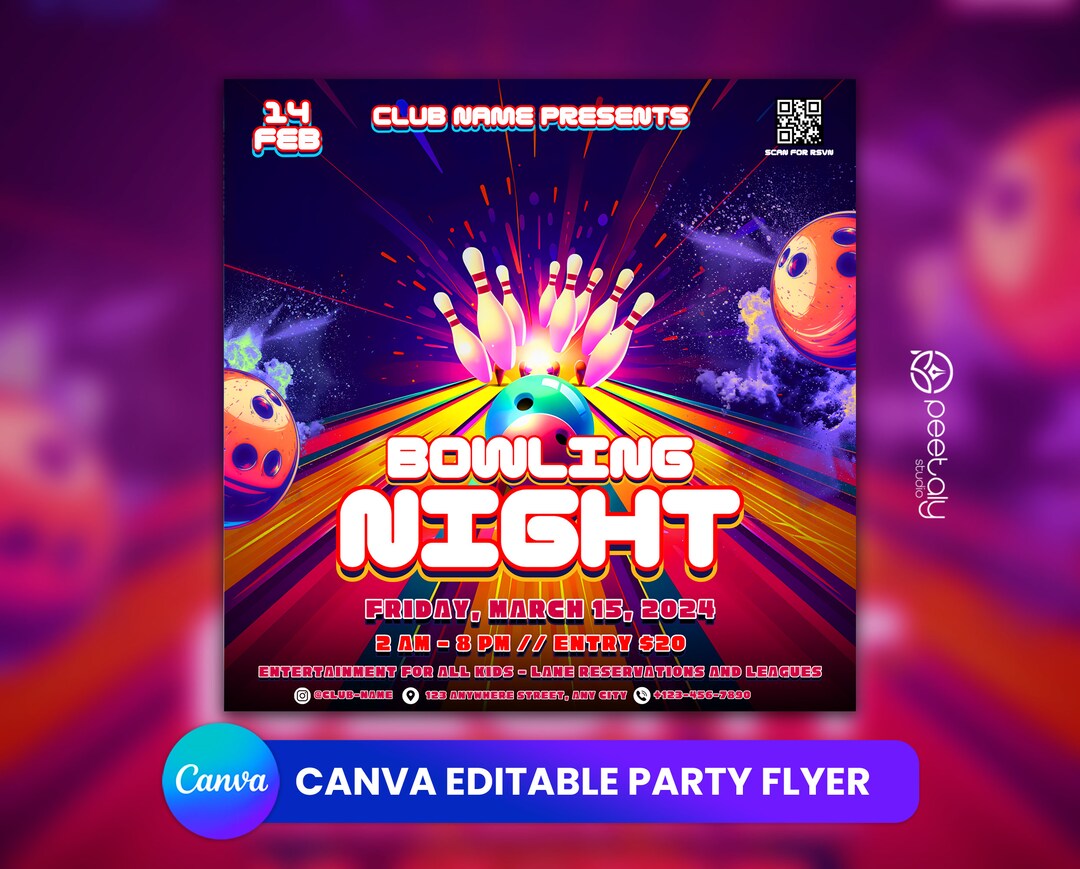 Image 3 for Bowling Party Flyer Template