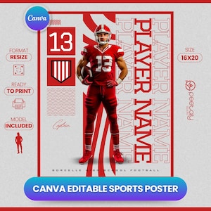 Football Poster Canva Template,Design Your Own Custom Senior Football Team Sports Posters Canva, Football Background,Football Canva Template