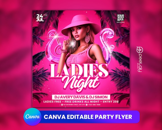 Ladies Night Party Flyer, Tropical Theme, Editable Canva Template (digital Download) - Etsy Israel Ladies Night Party Flyer, Tropical Theme, Editable Canva Template (digital Download) - Etsy Israel