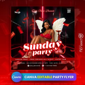 Editable Club Flyer Template For Canva, DIY Event Flyer, Party Flyer, Digital Birthday Flyer, DJ Party Invite for Social Media, Instagram