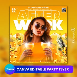 Editable Club Flyer Template For Canva, DIY Event Flyer, Party Flyer, Digital Birthday Flyer, DJ Party Invite for Social Media, Instagram