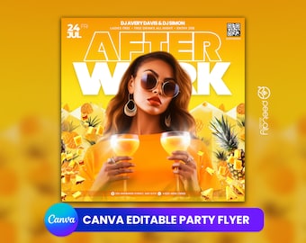 Bearbeitbare Club Flyer Vorlage für Canva, DIY Event Flyer, Party Flyer, Digitaler Geburtstags Flyer, DJ Party Invite für Social Media, Instagram