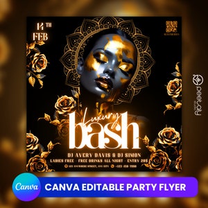 Editable Club Flyer Template For Canva, DIY Event Flyer, Party Flyer,Ladies Night Flyer, DJ Party Invite for Social Media, Instagram